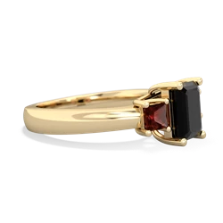 Onyx Three Stone Emerald-Cut Trellis 14K Yellow Gold ring R4021