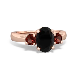 Onyx Three Stone Oval Trellis 14K Rose Gold ring R4024