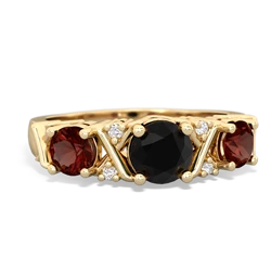 Onyx Hugs And Kisses 14K Yellow Gold ring R5016