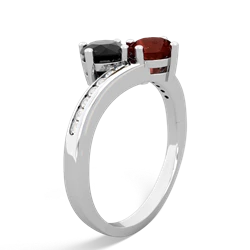 Onyx Channel Set Two Stone 14K White Gold ring R5303