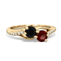 Onyx Infinity Pave Two Stone 14K Yellow Gold ring R5285