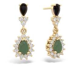 Onyx Halo Pear Dangle 14K Yellow Gold earrings E1882