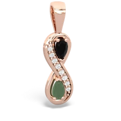 Onyx Diamond Infinity 14K Rose Gold pendant P5390