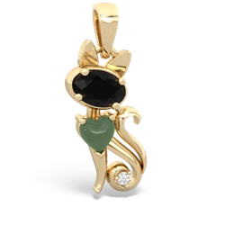 Onyx Kitten 14K Yellow Gold pendant P5780