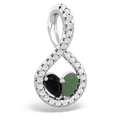 Onyx Pave Twist 'One Heart' 14K White Gold pendant P5360