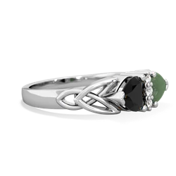 Onyx Celtic Knot Double Heart 14K White Gold ring R5040