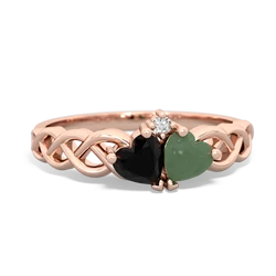 Onyx Heart To Heart Braid 14K Rose Gold ring R5870