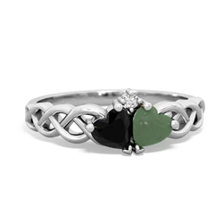 Onyx Heart To Heart Braid 14K White Gold ring R5870