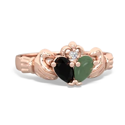 Onyx 'Our Heart' Claddagh 14K Rose Gold ring R2388