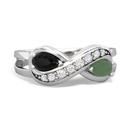 Onyx Diamond Infinity 14K White Gold ring R5390