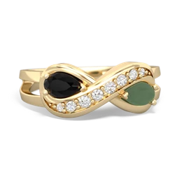 Onyx Diamond Infinity 14K Yellow Gold ring R5390