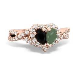 Onyx Diamond Twist 'One Heart' 14K Rose Gold ring R2640HRT