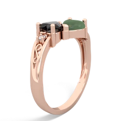 Onyx Snuggling Hearts 14K Rose Gold ring R2178