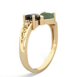 Onyx Snuggling Hearts 14K Yellow Gold ring R2178