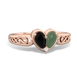 Onyx Filligree 'One Heart' 14K Rose Gold ring R5070