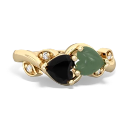 Onyx Floral Elegance 14K Yellow Gold ring R5790