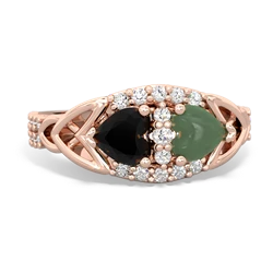 Onyx Sparkling Celtic Knot 14K Rose Gold ring R2645