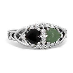 Onyx Sparkling Celtic Knot 14K White Gold ring R2645