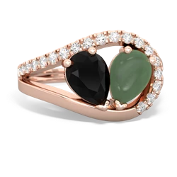 Onyx Nestled Heart Keepsake 14K Rose Gold ring R5650