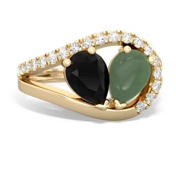 Onyx Nestled Heart Keepsake 14K Yellow Gold ring R5650