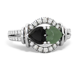 Onyx Art-Deco Keepsake 14K White Gold ring R5630