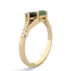 Onyx Infinity Pave Two Stone 14K Yellow Gold ring R5285