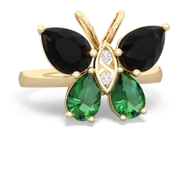 Onyx Butterfly 14K Yellow Gold ring R2215