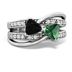 Onyx Bowtie 14K White Gold ring R2360