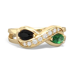 Onyx Diamond Infinity 14K Yellow Gold ring R5390