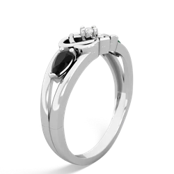 Onyx Hearts Intertwined 14K White Gold ring R5880