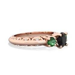 Onyx Art Deco Eternal Embrace Engagement 14K Rose Gold ring C2003