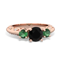 Onyx Art Deco Eternal Embrace Engagement 14K Rose Gold ring C2003