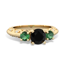 Onyx Art Deco Eternal Embrace Engagement 14K Yellow Gold ring C2003