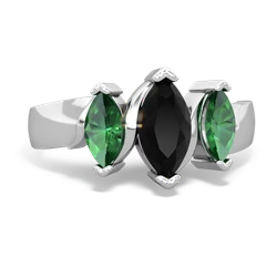 Onyx Three Peeks 14K White Gold ring R2433