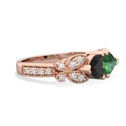 Onyx Diamond Butterflies 14K Rose Gold ring R5601