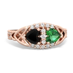 Onyx Sparkling Celtic Knot 14K Rose Gold ring R2645