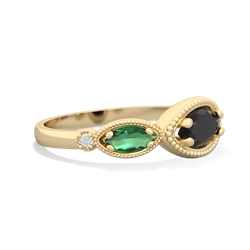 Onyx Milgrain Marquise 14K Yellow Gold ring R5700