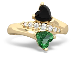 Onyx Heart To Heart 14K Yellow Gold ring R2064