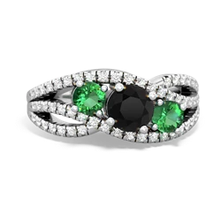 Onyx Three Stone Aurora 14K White Gold ring R3080