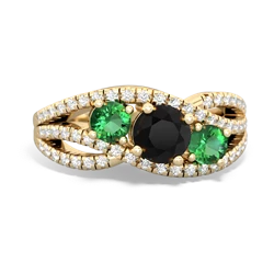 Onyx Three Stone Aurora 14K Yellow Gold ring R3080