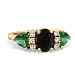 Onyx Antique Style Three Stone 14K Yellow Gold ring R2186