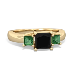 Onyx Three Stone Trellis 14K Yellow Gold ring R4015