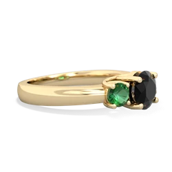 Onyx Three Stone Round Trellis 14K Yellow Gold ring R4018