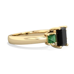 Onyx Three Stone Emerald-Cut Trellis 14K Yellow Gold ring R4021