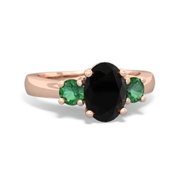 Onyx Three Stone Oval Trellis 14K Rose Gold ring R4024