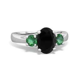 Onyx Three Stone Oval Trellis 14K White Gold ring R4024