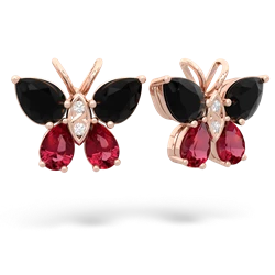 Onyx Butterfly 14K Rose Gold earrings E2215