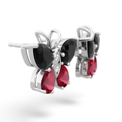 Onyx Butterfly 14K White Gold earrings E2215