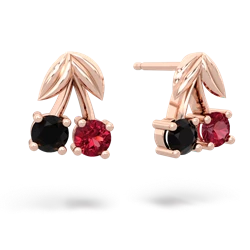 Onyx Sweet Cherries 14K Rose Gold earrings E7001