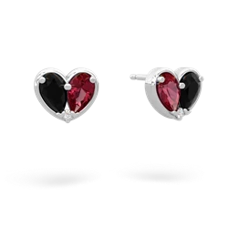 Onyx 'Our Heart' 14K White Gold earrings E5072